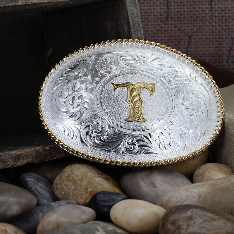 Montana-Silversmiths-Initial-T-Silver-Engraved-Gold-Trim-Western-Belt-Buckle--700T-