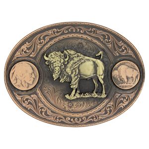 Montana Sliversmiths Miner's Nickel Belt Buckle with Buffalo (4050BLB-91)
