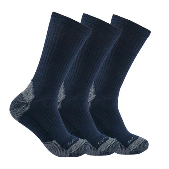 Carhartt Men s Midweight Cotton Blend Crew Sock 3 Pack Navy