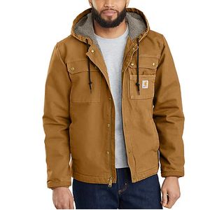 Carhartt Men's Relaxed Fit Washed Duck Sherpa-Lined Utility Jacket - Carhartt Brown