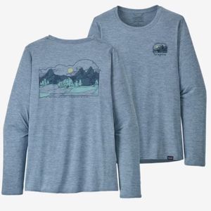 Patagonia Women's Long-Sleeved Capilene® Cool Daily Graphic Shirt - Lands - Lost And Found: Steam Blue X-Dye