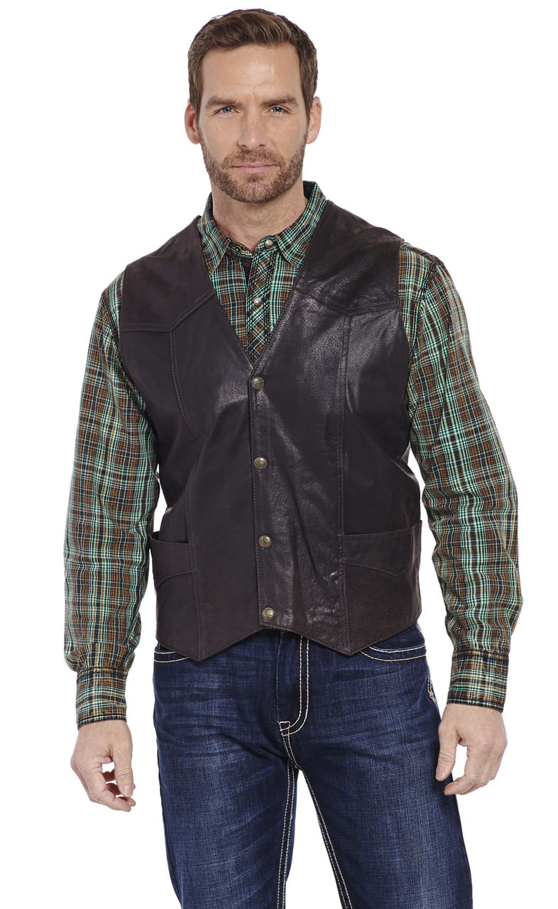 Cripple-Creek-Men-s-Antique-Suede-Leather-Vest---Chocolate