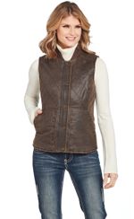 Cripple-Creek-Women-s-Zip-Front-Enzyme-Washed-Cotton-Vest---Brown