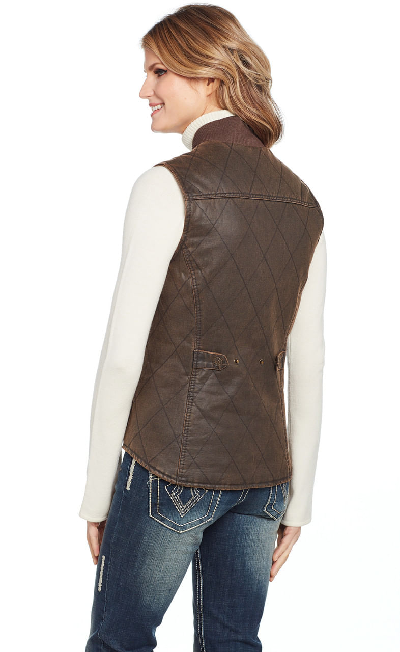 Cripple-Creek-Women-s-Zip-Front-Enzyme-Washed-Cotton-Vest---Brown