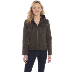 Cripple Creek Women's Enzyme Washed Cotton Hooded Zip Front Jacket - Chocolate