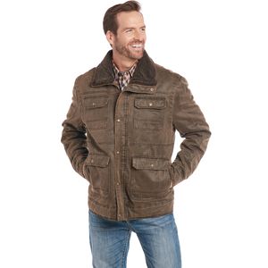 Cripple Creek Men's Enzyme Washed Snap/Zip Front Jacket With Sherpa Collar - Chocolate