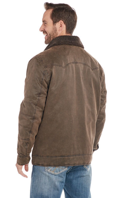 Cripple-Creek-Men-s-Enzyme-Washed-Snap-Zip-Front-Jacket-With-Sherpa-Collar---Chocolate