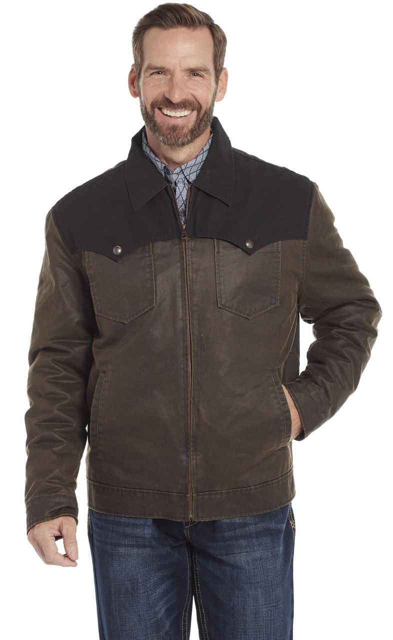 Cripple-Creek-Men-s-Two-Tone-Enzyme-Washed-Cotton-Zip-Front-Ranch-Jacket---Antique-Brown