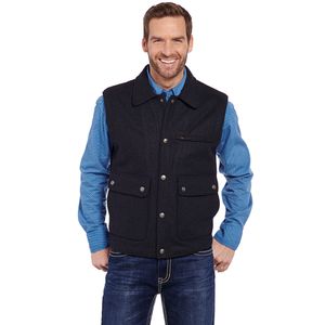 Cripple Creek Men's Wool Melton Vest With Nubuck Leather Trim - Heather Black