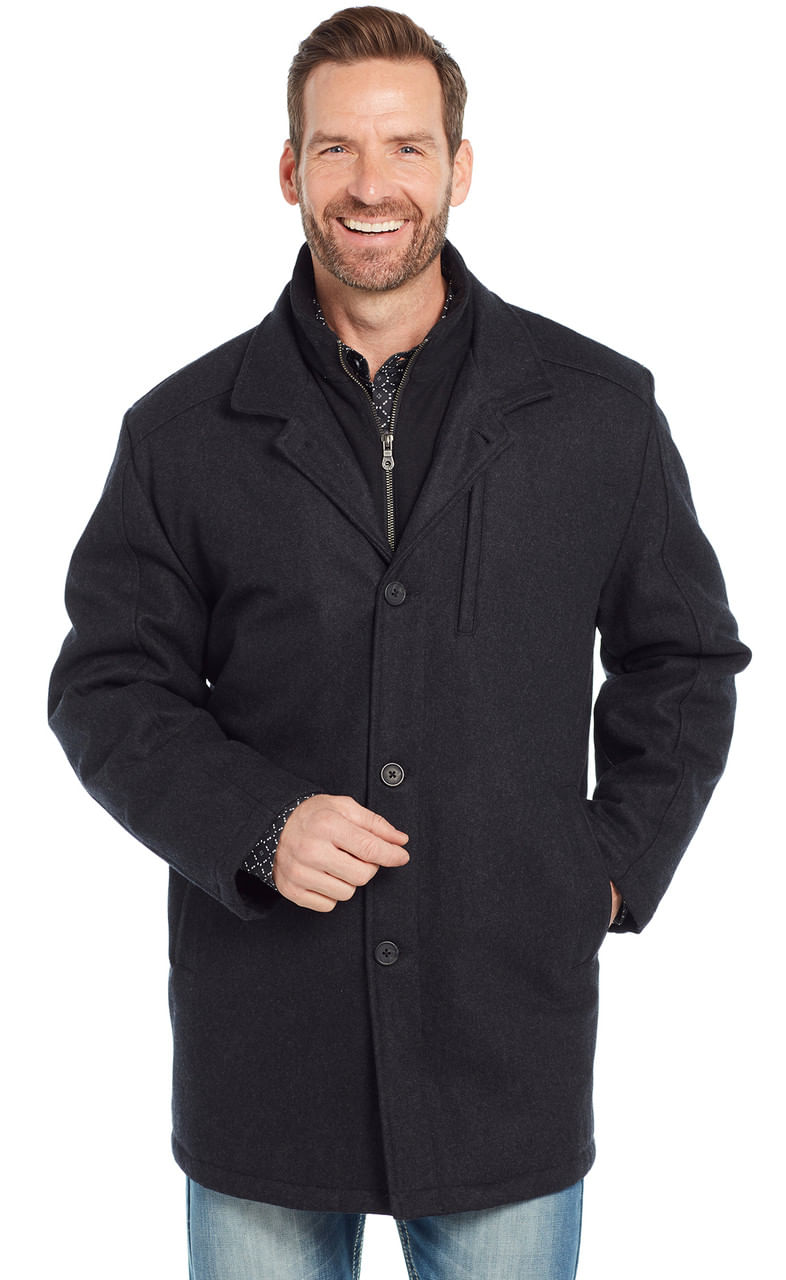 Cripple-Creek-Men-s-Wool-Melton-Zip---Button-Front-Coat-With-Faux-Leather-Trim---Black