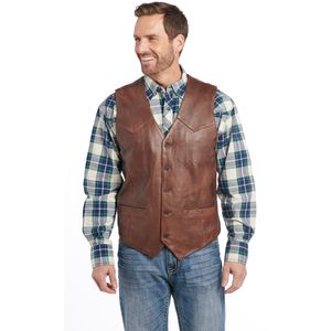 Cripple Creek Men's Button Front Lamb Nappa Vest - Brown