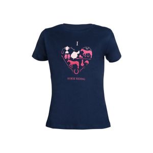 HKM Kids' I Love Horse Riding T-Shirt - Deep Blue