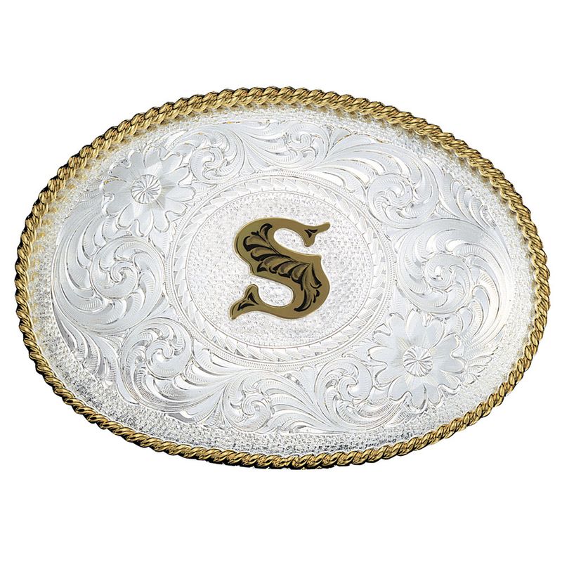 Montana-Silversmiths-Initial-Silver-Engraved-Gold-Trim-Western-Belt-Buckle