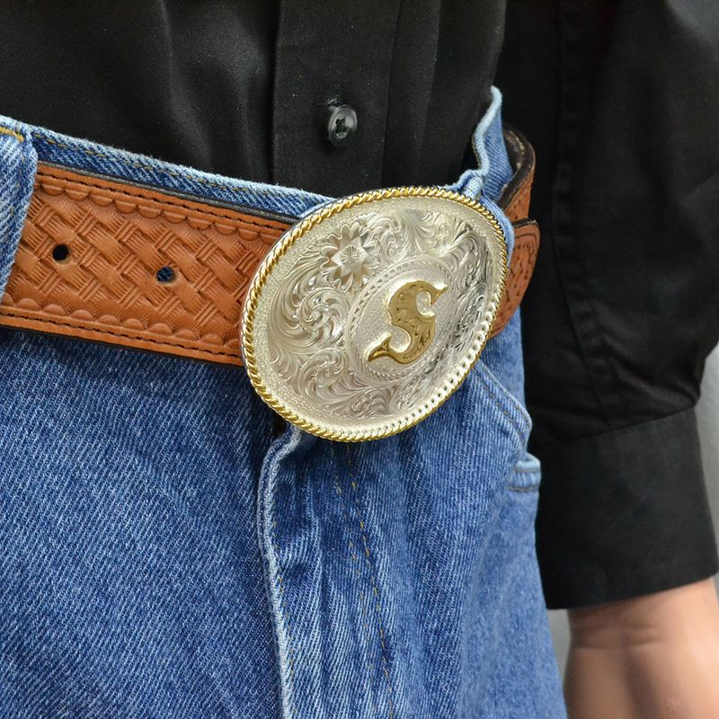 Montana-Silversmiths-Initial-Silver-Engraved-Gold-Trim-Western-Belt-Buckle