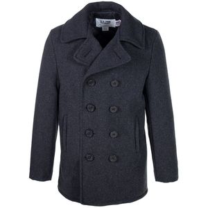 Schott 740 Men's Classic Melton Wool Navy Pea Coat - Dark Oxford Grey