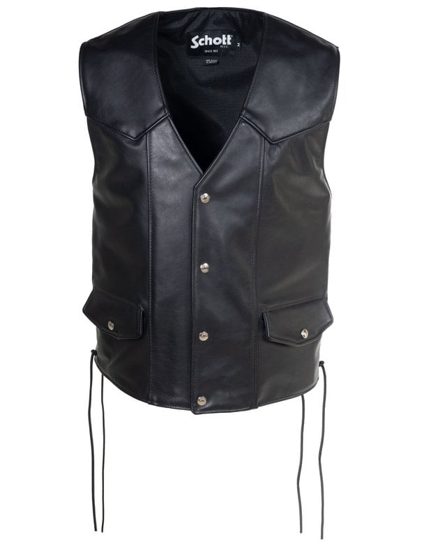 Schott-515V-Men-s-Genuine-Pebbled-Cowhide-Biker-Vest---Black