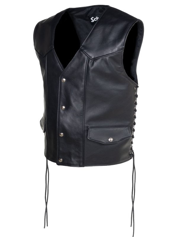 Schott-515V-Men-s-Genuine-Pebbled-Cowhide-Biker-Vest---Black