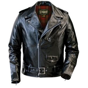 Schott 626 Men's Lightweight Fitted Cowhide Motorcycle Jacket - Black