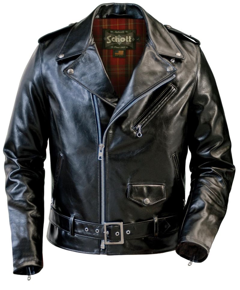 Schott-626-Men-s-Lightweight-Fitted-Cowhide-Motorcycle-Jacket---Black