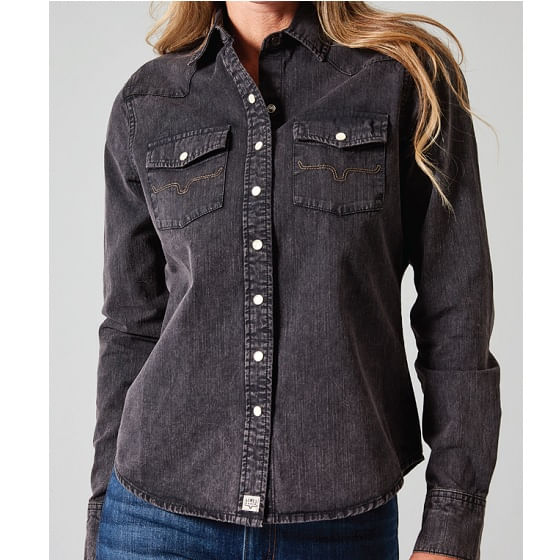 Black denim best sale shirt womens