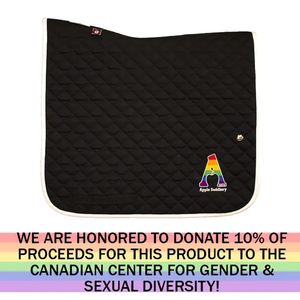 LGBTQIA+ Collection - Ogilvy Baby Dressage Pad - Black/White/Apple Saddlery Rainbow Logo