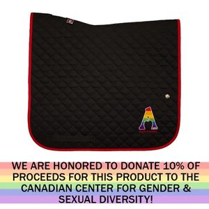 LGBTQIA+ Collection - Ogilvy Baby Dressage Pad - Black/Red/Apple Saddlery Rainbow Logo