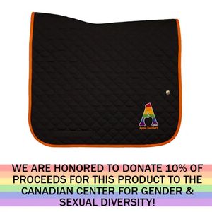 LGBTQIA+ Collection - Ogilvy Baby Dressage Pad - Black/Orange/Apple Saddlery Rainbow Logo