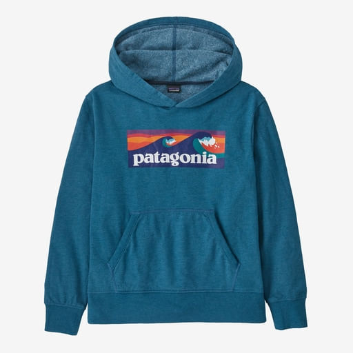 Patagonia Lightweight Graphic Hoody Sweatshirt Kids XL Boardshort Logo Wavy Blue