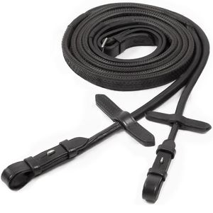 Schockemohle Sports Rolled Rubber Reins 17mm - Black/Silver