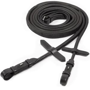 Schockemohle Rolled Rubber Reins 17mm - Black/Silver