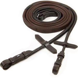 Schockemohle Rolled Rubber Reins 17mm -  Brown/Silver