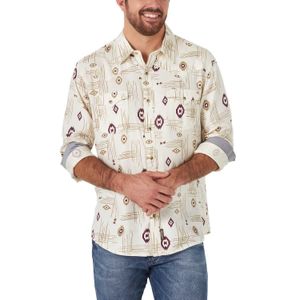 Wrangler Men's Retro Premium Snap Shirt - Khaki Aztec (10MVR548M)