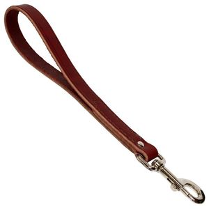 Omni Pet Flat 3/4" Latigo Leather Traffic Lead - Burgundy  1'