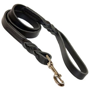 Omni Pet Latigo Twist Leather Lead 3/4" x 6' - Black