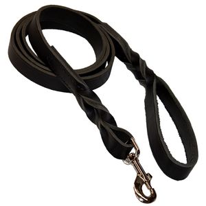 Omni Pet Latigo Twist Leather Lead 1" x 6' - Black
