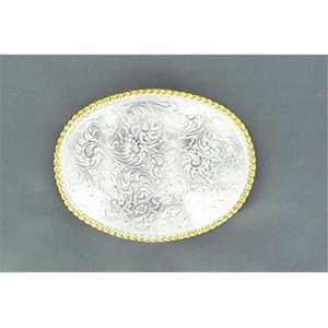 M&F Buckle Oval Floral Scroll - White/Gold