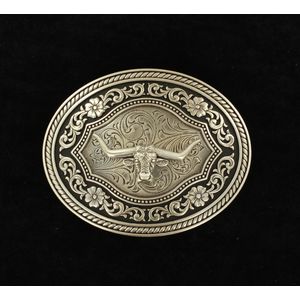 M&F Western Buckle - Longhorn in Flower Circle