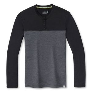 Smartwool Men's Long Sleeve Colorblack Henley - Black/ Charocoal