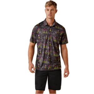 Ariat Men's Printed Western Aloha Polo - Charcoal Grey