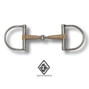 EH Equestrian Single Jointed Leather D-Ring Snaffle