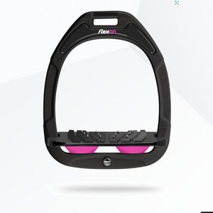 Flex-On Green Composite Stirrup Incline Ultra-grip - Black/Pink