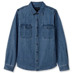 Brixton Men's Wayne Long Sleeve Cotton Shirt - Washed Indigo