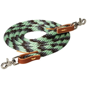 Weaver Poly Roper Reins With Snap - Pistachio/ Graphite/ Brown