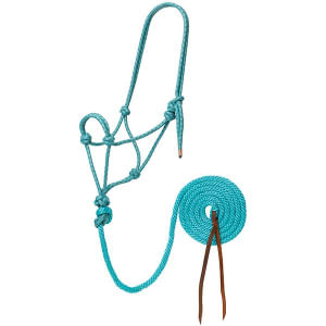 Weaver Diamond Braid Rope Halter & Lead- Turquoise/ Brown/ Tan