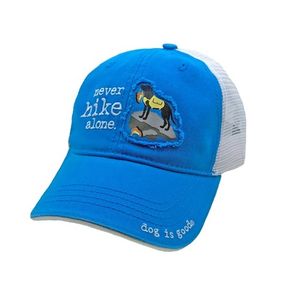 Dog Is Good Never Hike Alone Unisex Ball Cap - Blue/White