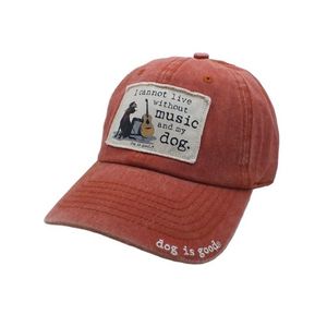 Dog Is Good I Cannot Live Without Music and My Dog Unisex Ball Cap - Rust Orange