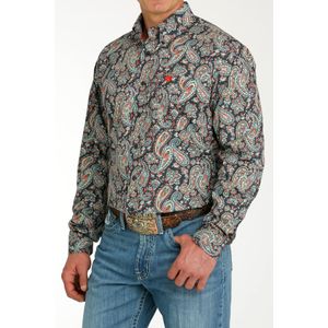 Cinch Men's Classic Long Sleeve Shirt - Print Charcoal