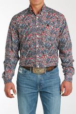 Cinch-Men-s-Classic-Long-Sleeve-Shirt---Print-Blue--Red