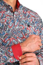 Cinch-Men-s-Classic-Long-Sleeve-Shirt---Print-Blue--Red