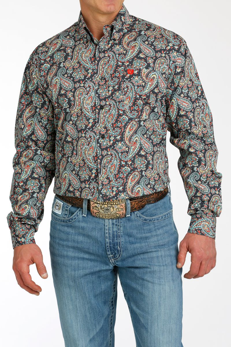 Cinch-Men-s-Classic-Long-Sleeve-Shirt---Print-Charcoal